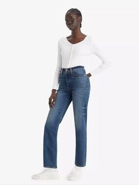 Levi's Ribcage Straight Ankle Blue Jean Denim High Rise Waist  30  X 27